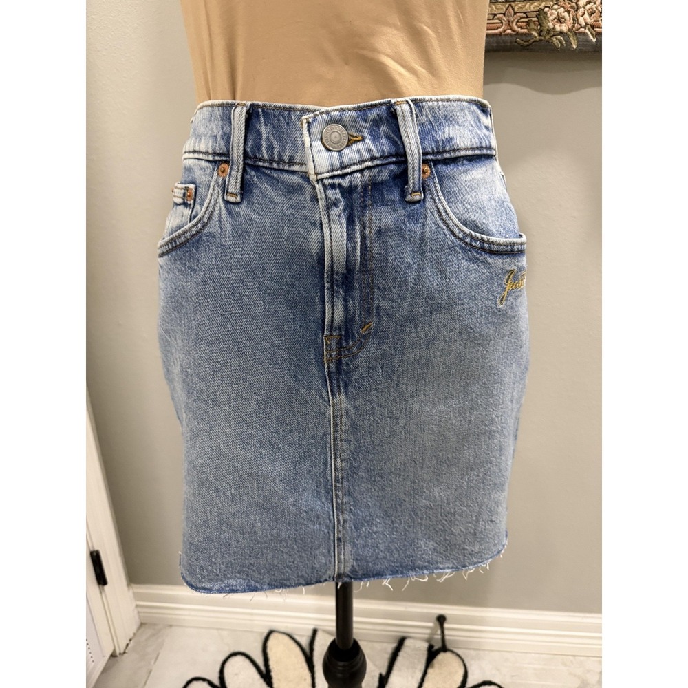 Lucky Brand Skirt Womens 0/25 Blue Denim Mid Rise Mini Raw Hem Just As She Is